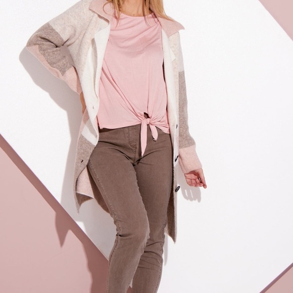 Ann Taylor Loft Peach Tie Waist Top Soft T-Shirt Jersey Knit Round Neck - Picture 11 of 16